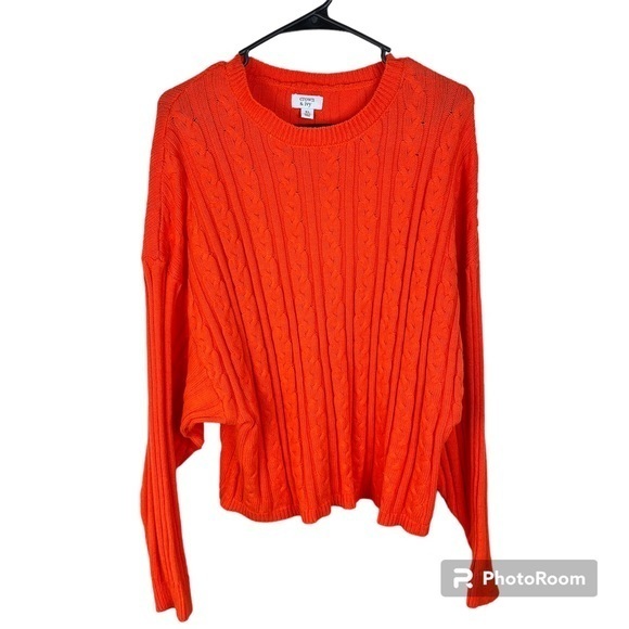 crown & ivy Sweaters - 2/$25 Crown & Ivy Bright Orange Knit Woven Preppy Business Casual Sweater XL